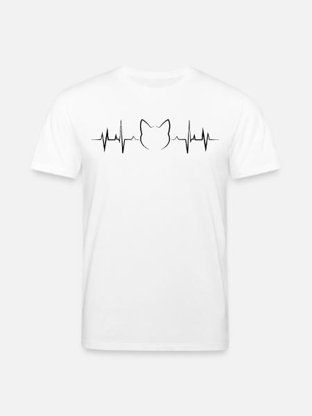 Heartbeat Cat Amante degli animali ECG - Maglietta ecologica unisex CREATOR di Stanley/Stella - bianco