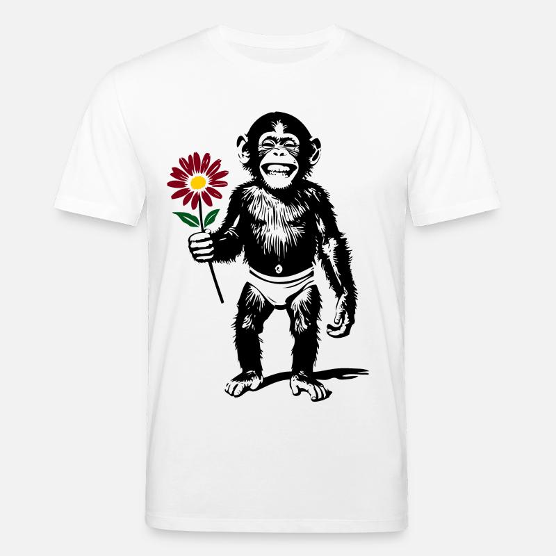Affe mit Blume Valentinsgeschenk - Stanley/Stella Unisex Bio-T-Shirt CREATOR  - Weiß