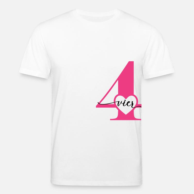Ziffer Vier 4 mit Herz - Stanley/Stella Unisex Bio-T-Shirt CREATOR - Weiß