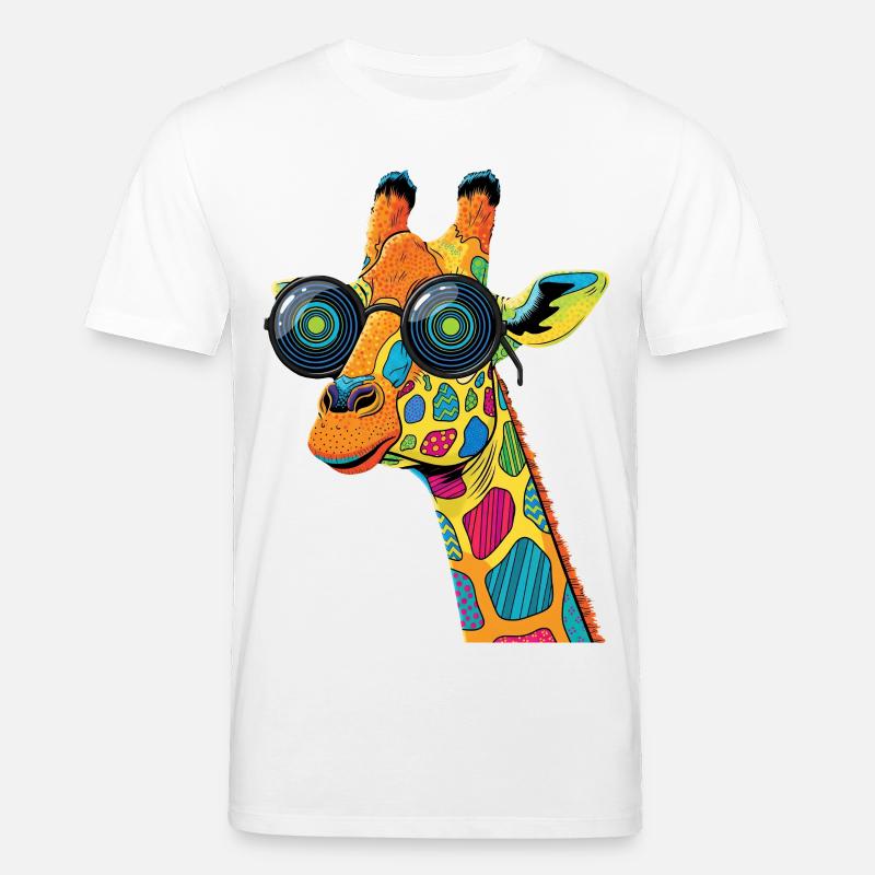 Bunte Giraffe mit Sonnenbrille - Stanley/Stella Unisex Bio-T-Shirt CREATOR  - Weiß