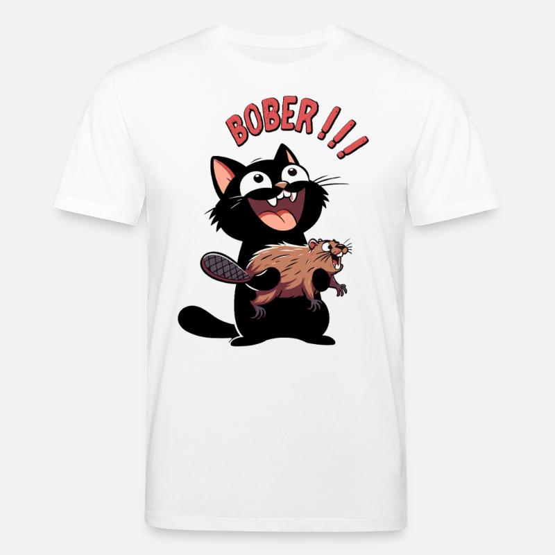Hyper-Katze ruft „Bober!!!“ – Tierischer Ausraster - Stanley/Stella Unisex Bio-T-Shirt CREATOR  - Weiß