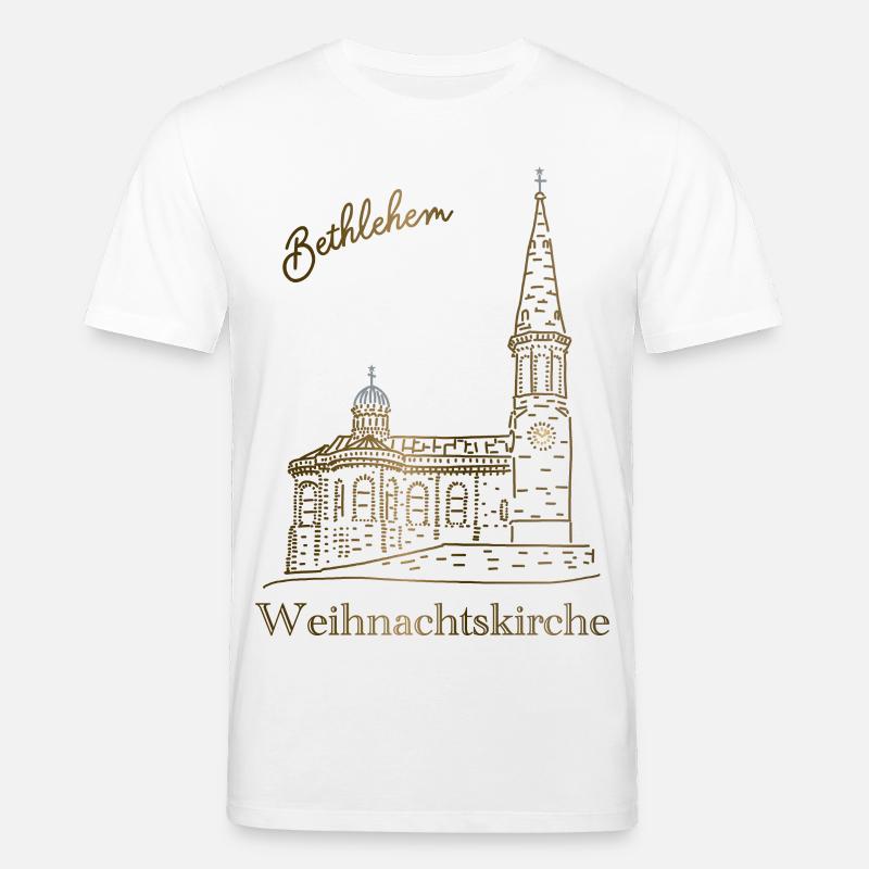 Weihnachtskirche Bethlehem, handgezeichnet - Stanley/Stella Unisex Bio-T-Shirt CREATOR  - Weiß