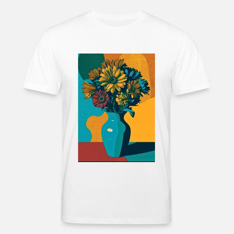 Pop Art Blumen auf blauer Vase - Stanley/Stella Unisex Bio-T-Shirt CREATOR - Weiß