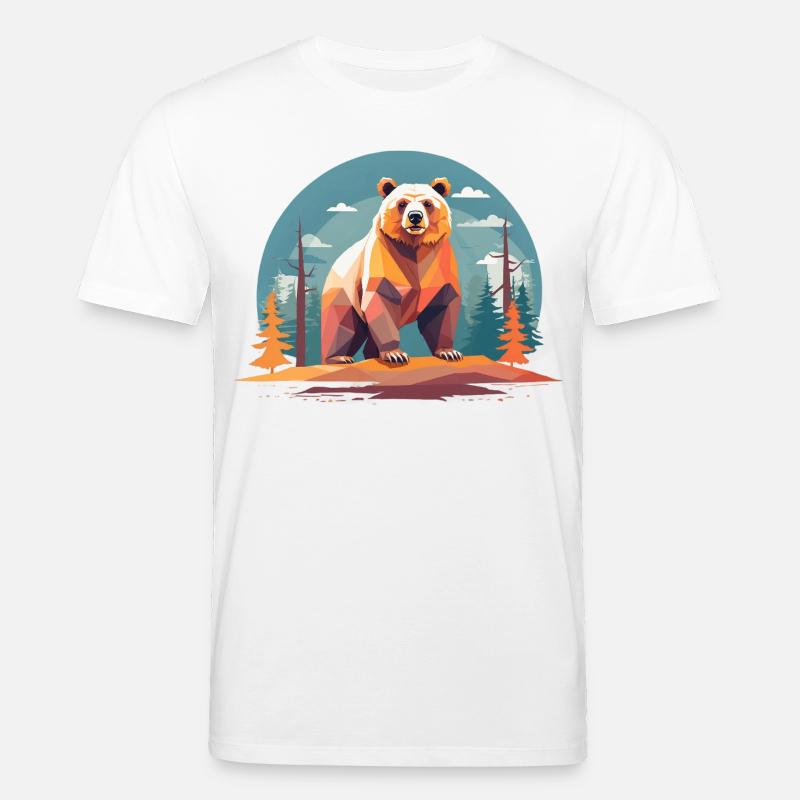 Polygone ours dans la forêt - T-shirt bio CREATOR Stanley/Stella Unisexe - blanc