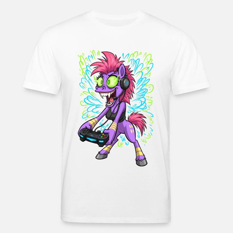 Neon Gaming Pony mit Kopfhörern - Stanley/Stella Unisex Bio-T-Shirt CREATOR  - Weiß