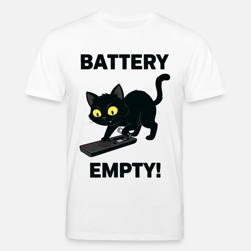 Battery Empty Chat Télécommande Humour - T-shirt bio CREATOR Stanley/Stella Unisexe - blanc