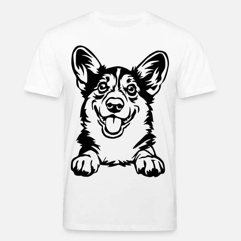 Welsh Corgi Head - Stanley/Stella CREATOR Unisex Organic T-Shirt - white
