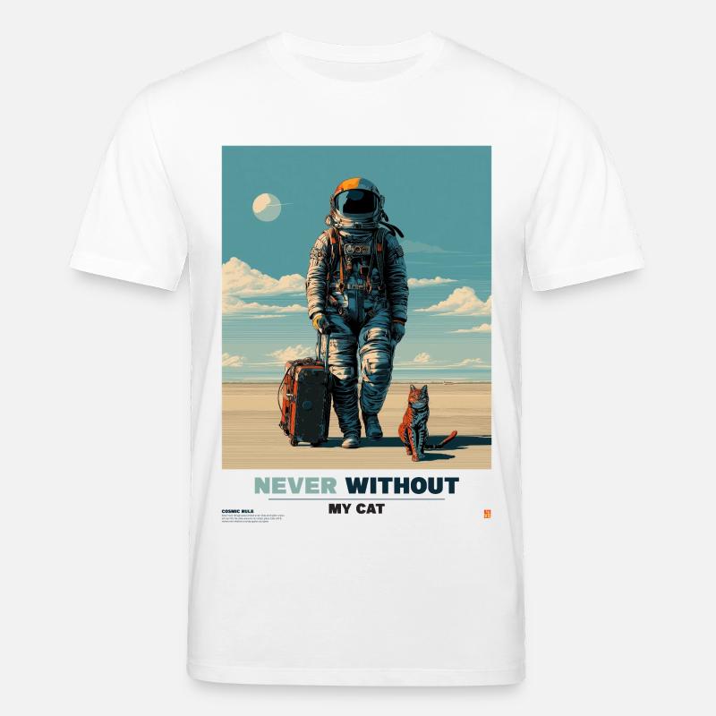 Jamais sans mon chat dans l’espace - T-shirt bio CREATOR Stanley/Stella Unisexe - blanc