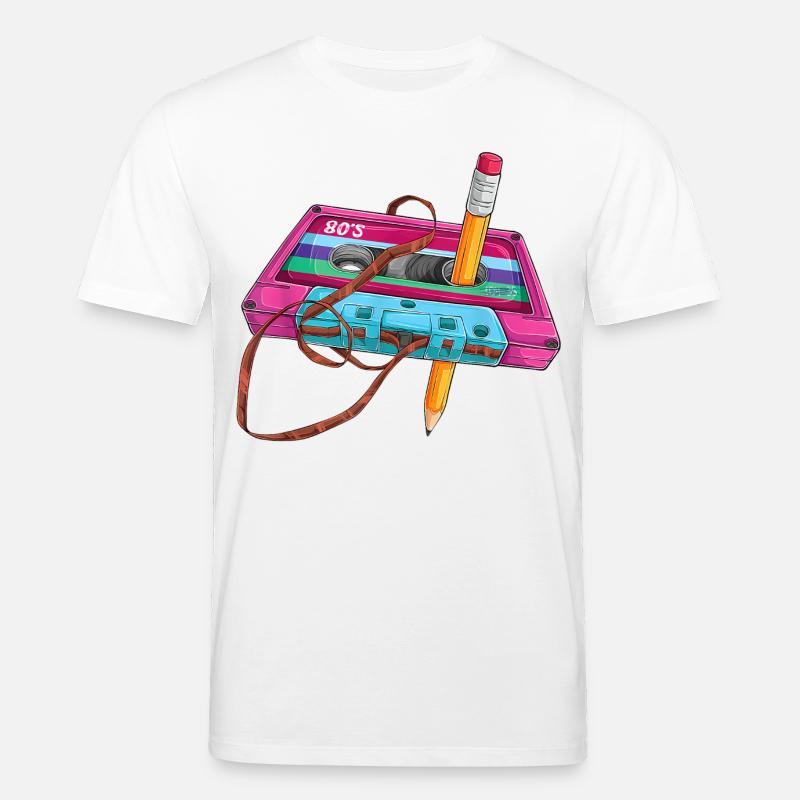 80er Kassette Stift - Stanley/Stella Unisex Bio-T-Shirt CREATOR  - Weiß