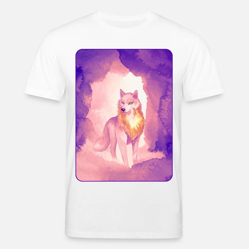 Loup blanc à l’aquarelle 2 (violet) - T-shirt bio CREATOR Stanley/Stella Unisexe - blanc
