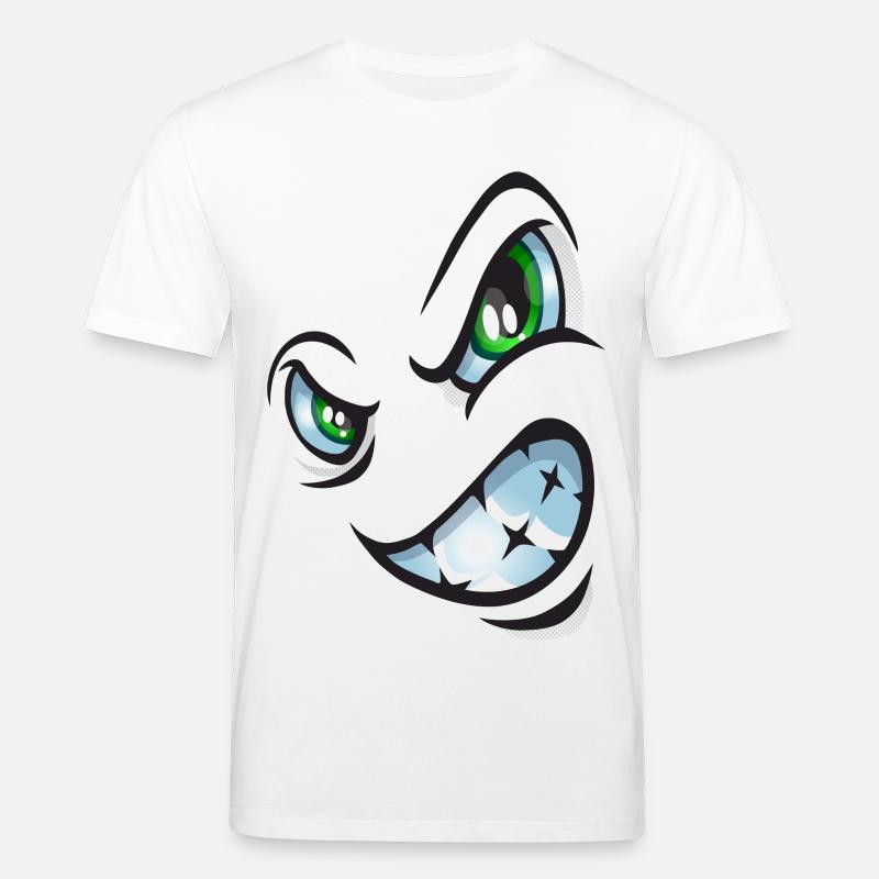 Visage de bande dessinée en colère - T-shirt bio CREATOR Stanley/Stella Unisexe - blanc