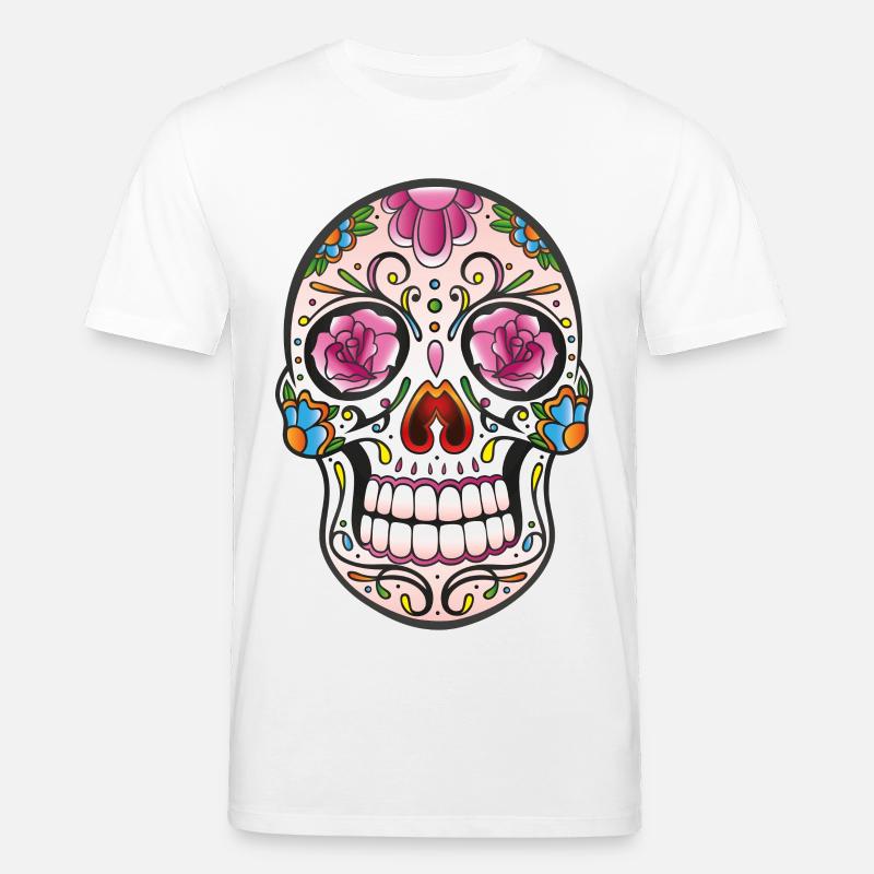 Mexican Sugar Skull, day of the dead - T-shirt bio CREATOR Stanley/Stella Unisexe - blanc