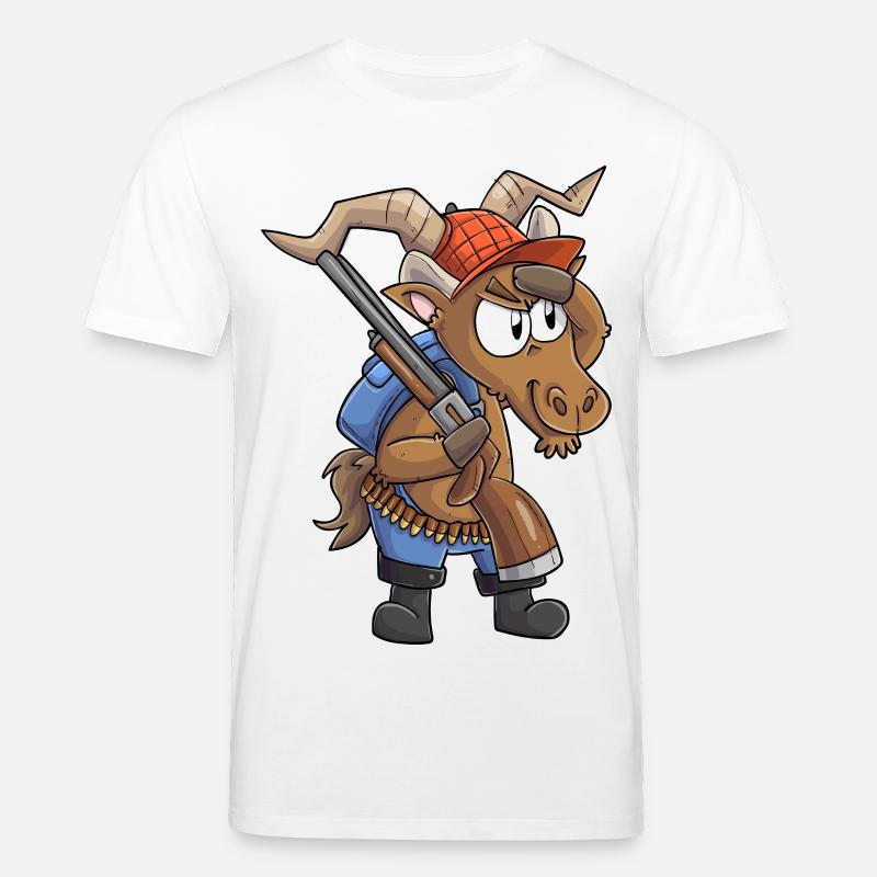 Steinbock Jäger / Steinbock mit Jagdgewehr - Stanley/Stella Unisex Bio-T-Shirt CREATOR - Weiß