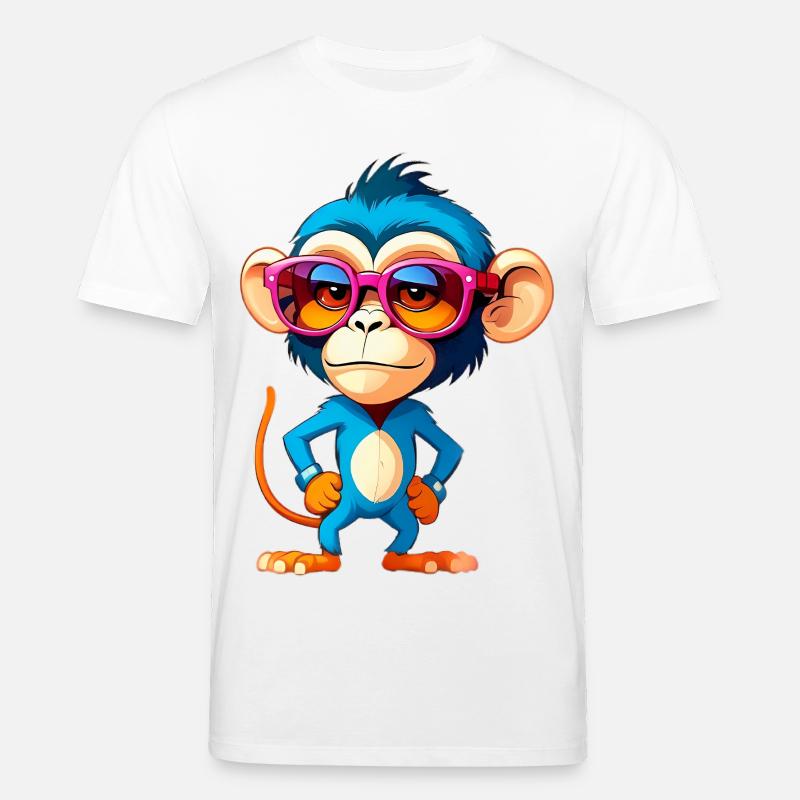 Kunterbunter Affe im Blauem Anzug - Stanley/Stella Unisex Bio-T-Shirt CREATOR  - Weiß