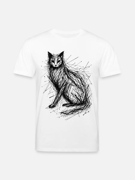 Cat Sketch Abstract - Stanley/Stella CREATOR Unisex Organic T-Shirt - white