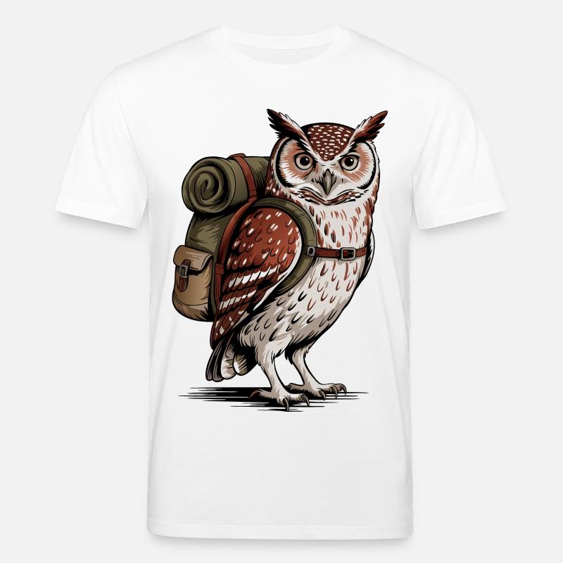 Wald-Eule mit Rucksack - Stanley/Stella Unisex Bio-T-Shirt CREATOR  - Weiß