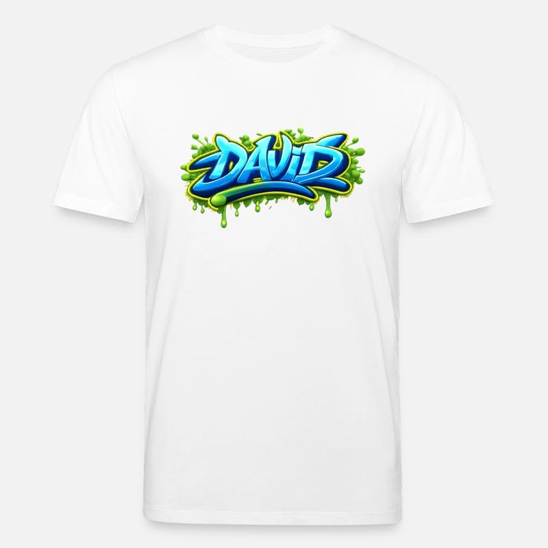 Graffiti name DAVID printable on everything  - T-shirt bio CREATOR Stanley/Stella Unisexe - blanc