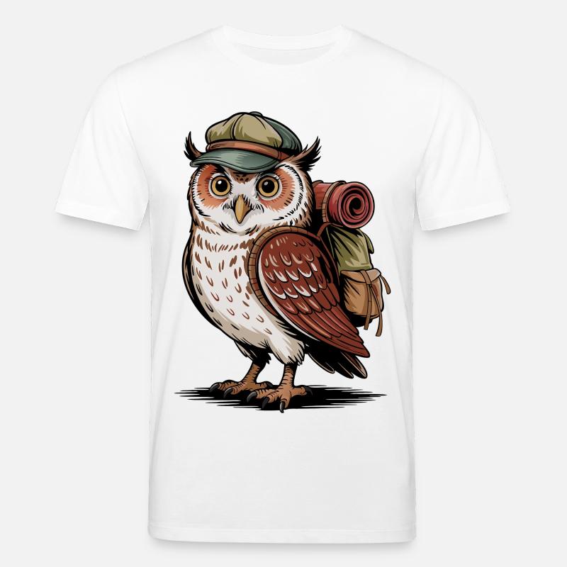 Waldwanderer Eule mit Rucksack - Stanley/Stella Unisex Bio-T-Shirt CREATOR  - Weiß