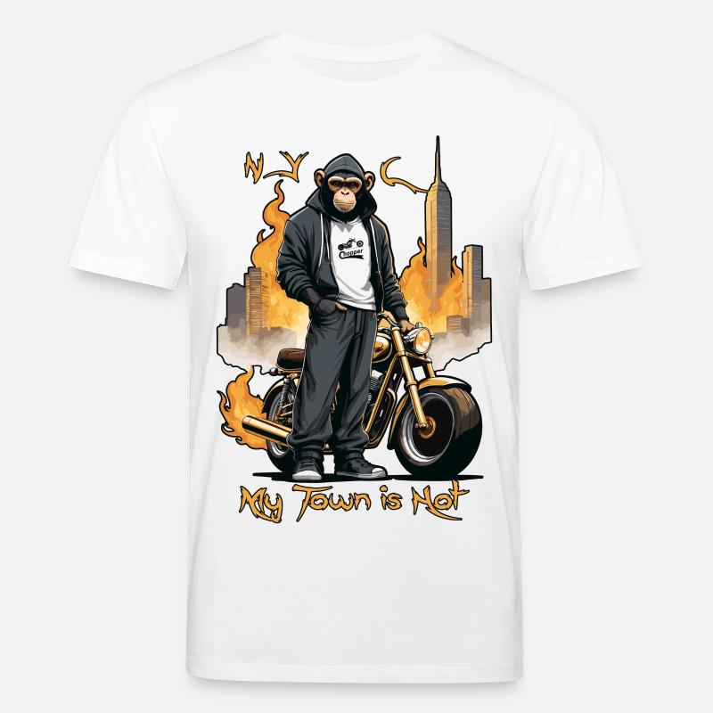 Biker Affe - Stanley/Stella Unisex Bio-T-Shirt CREATOR  - Weiß