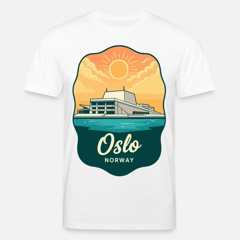 Osloer Opernhaus Retro-Sonnenuntergangsabzeichen - Stanley/Stella Unisex Bio-T-Shirt CREATOR  - Weiß