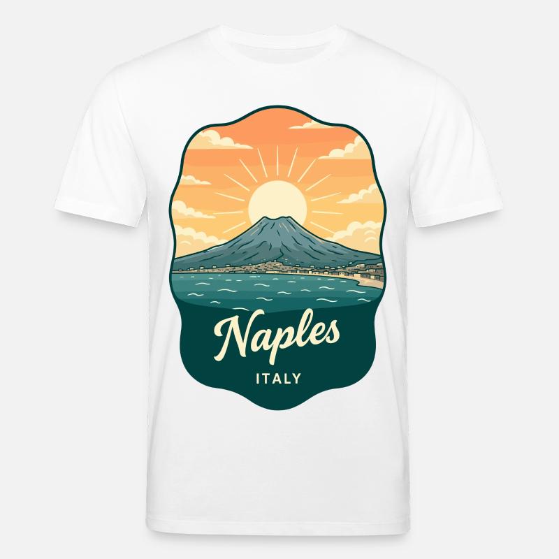 Neapel Mount Vesuvius Retro Reiseabzeichen - Stanley/Stella Unisex Bio-T-Shirt CREATOR  - Weiß
