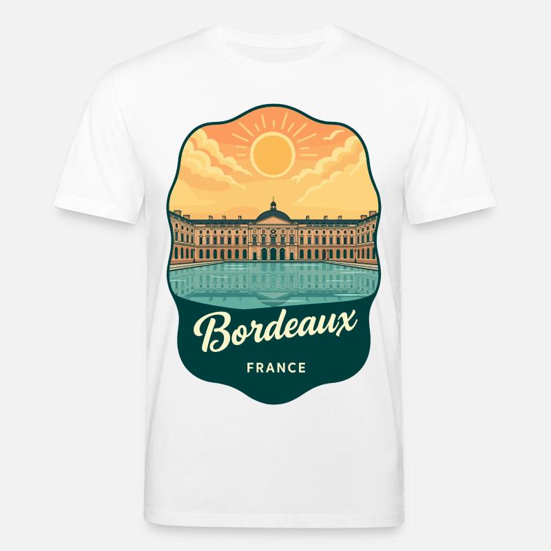 Emblème rétro de la Place de la Bourse à Bordeaux - T-shirt bio CREATOR Stanley/Stella Unisexe - blanc