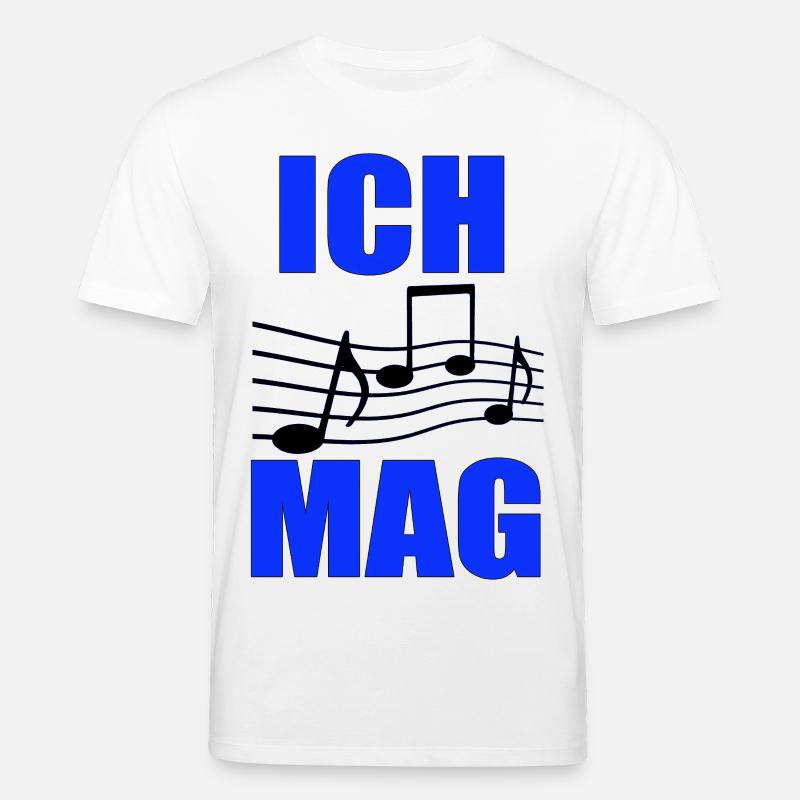 Ich mag Musik Blaues Notenlayout - Stanley/Stella Unisex Bio-T-Shirt CREATOR  - Weiß