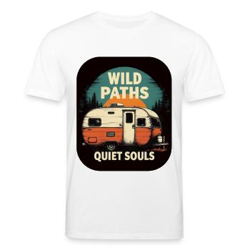 Camping live - Wild Paths Quiet Souls Camper Art - Stanley/Stella Unisex Bio-T-Shirt CREATOR  - Weiß - Vorne - Alina (178cm) & Michal (187cm)