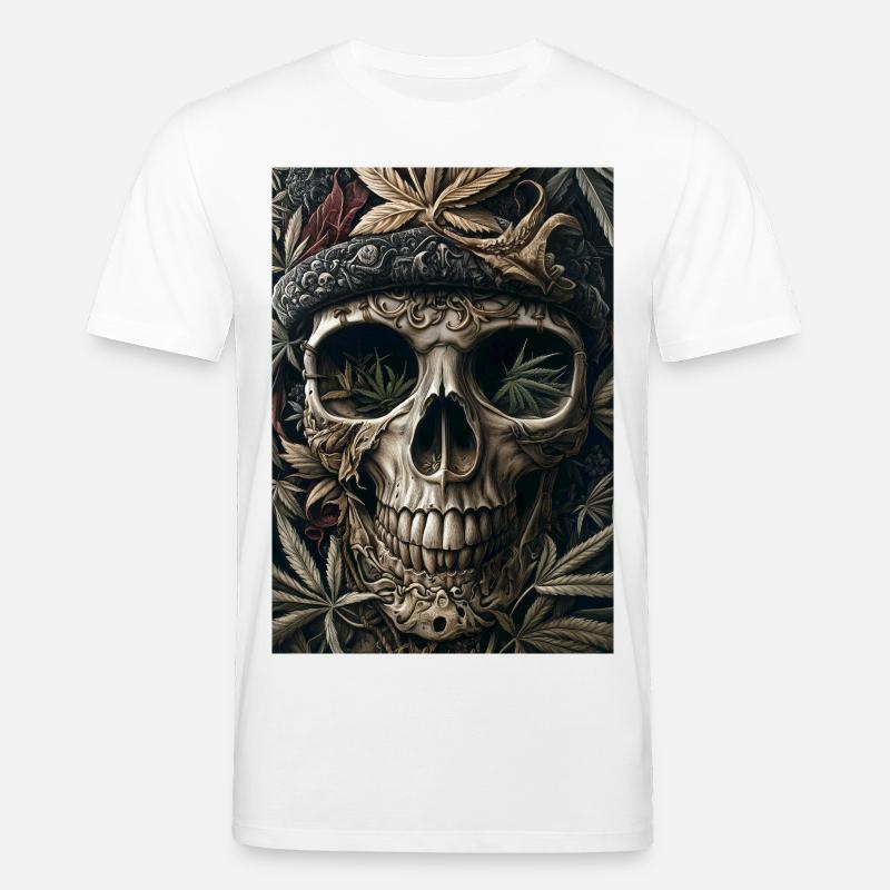 Schädel mit Hanfblattkranz - Stanley/Stella Unisex Bio-T-Shirt CREATOR  - Weiß