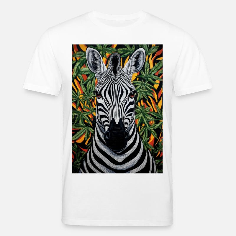 Zebra im Cannabis-Dschungel - Stanley/Stella Unisex Bio-T-Shirt CREATOR  - Weiß