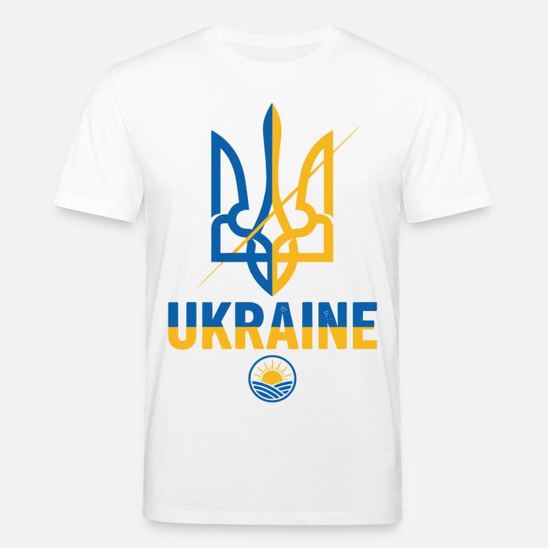 Écusson du trident en bleu et jaune - T-shirt bio CREATOR Stanley/Stella Unisexe - blanc