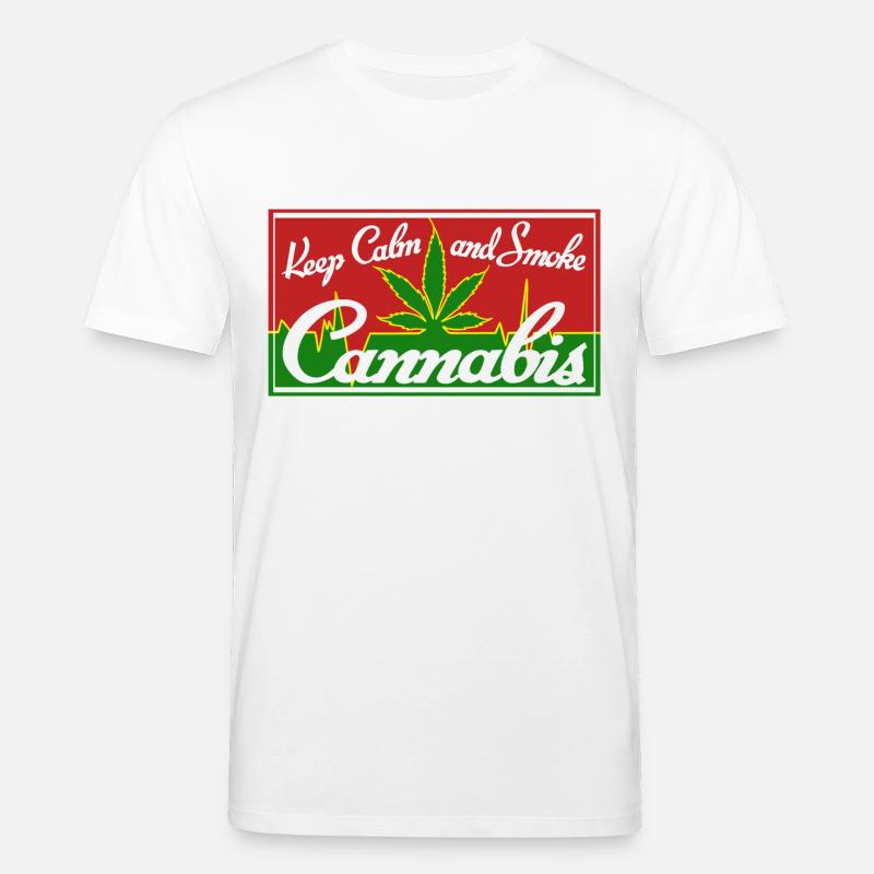 keep calm and smoke cannabis - T-shirt bio CREATOR Stanley/Stella Unisexe - blanc