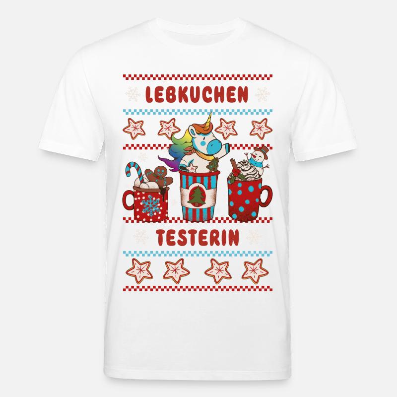 Lebkuchen Testerin mit Einhorn Weihnachten - Stanley/Stella Unisex Bio-T-Shirt CREATOR  - Weiß
