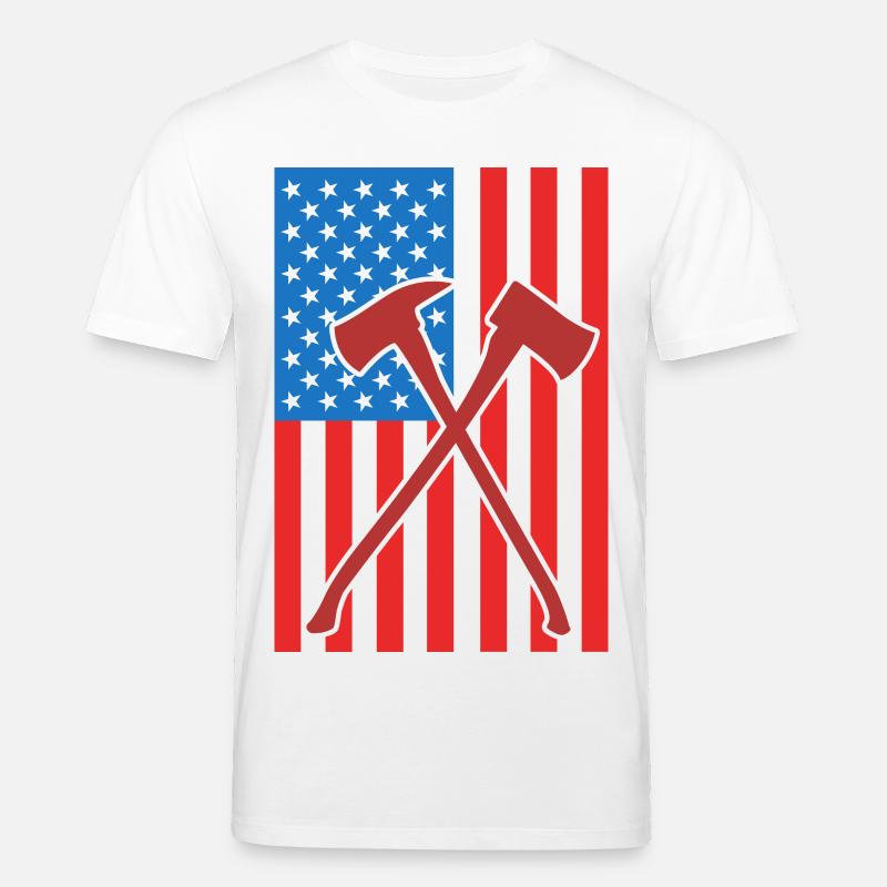 Brandbekämpfung USA Flagge - Stanley/Stella Unisex Bio-T-Shirt CREATOR  - Weiß