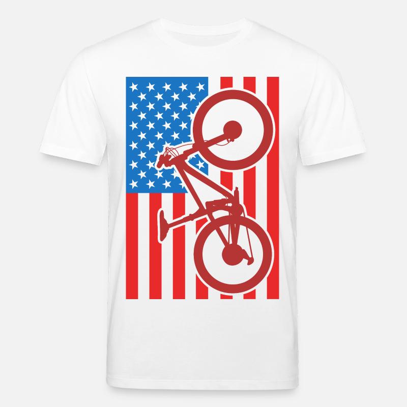 Drapeau du VTT des États-Unis - T-shirt bio CREATOR Stanley/Stella Unisexe - blanc