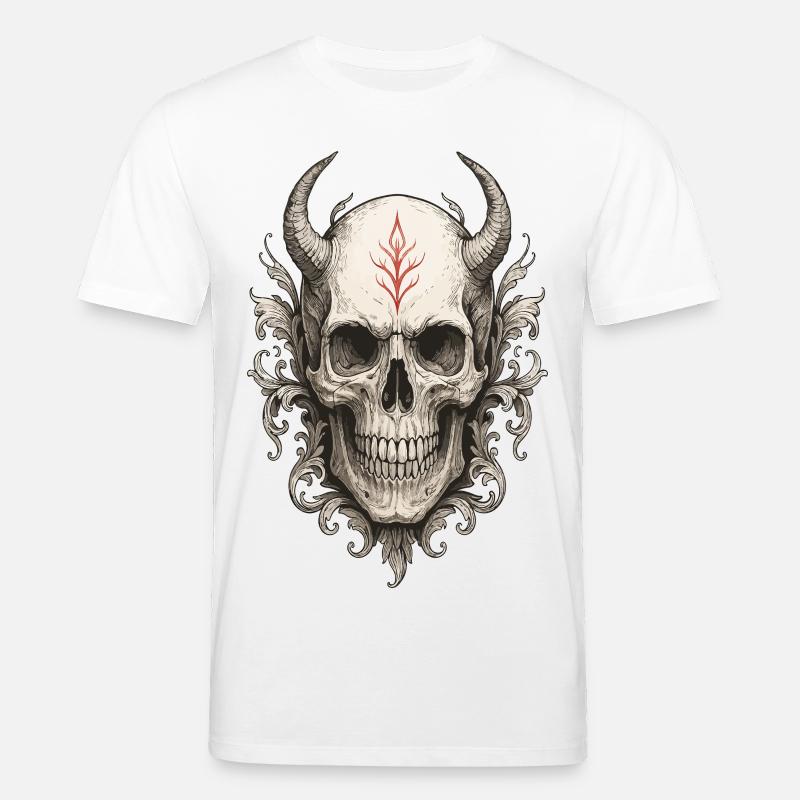 Purpurrote Rune Gehörnter Schädel - Stanley/Stella Unisex Bio-T-Shirt CREATOR - Weiß