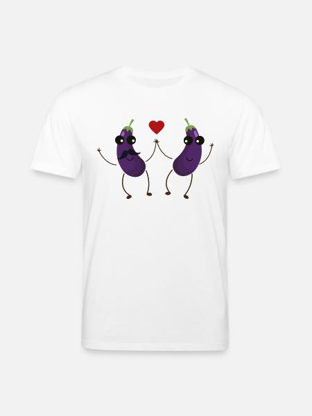 Aubergines who love each other - Stanley/Stella CREATOR Unisex Organic T-Shirt - white