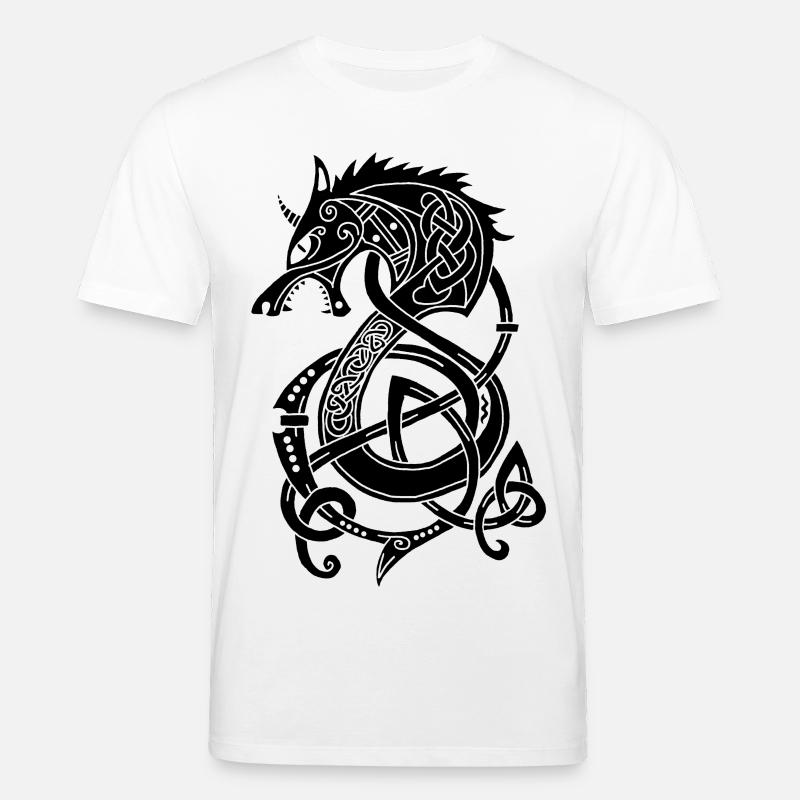 Wikingerwolf Drache (schwarz) - Stanley/Stella Unisex Bio-T-Shirt CREATOR  - Weiß