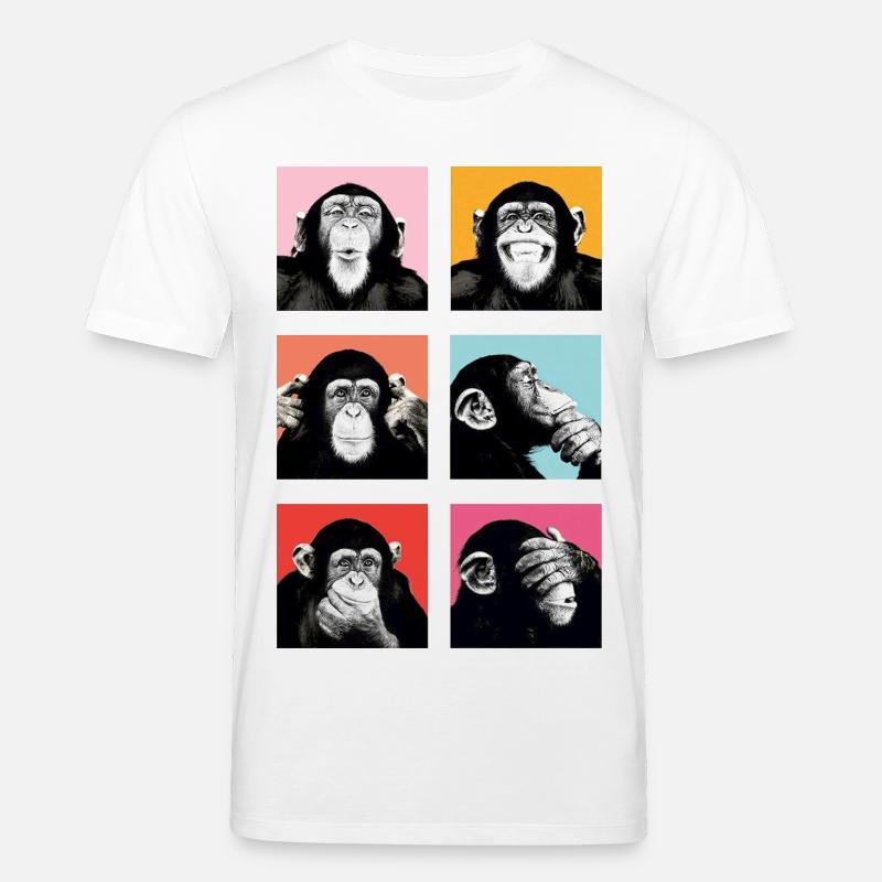 Pop-Art Affe Farbexplosion - Stanley/Stella Unisex Bio-T-Shirt CREATOR  - Weiß