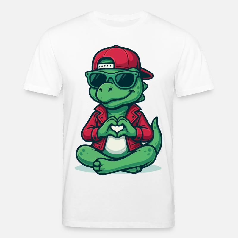 Vibrations de cœur de dinosaure - T-shirt bio CREATOR Stanley/Stella Unisexe - blanc