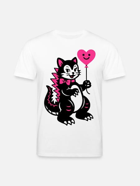 Monster Cat Pink - Stanley/Stella CREATOR Unisex Organic T-Shirt - white