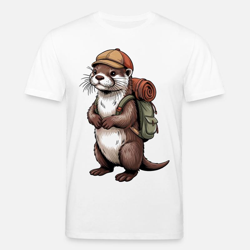Otter Wanderer mit Rucksack - Stanley/Stella Unisex Bio-T-Shirt CREATOR  - Weiß