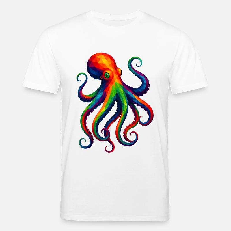 WPAP Style Polygon Animals - Octopus Octopus - Stanley/Stella CREATOR Unisex Organic T-Shirt - white