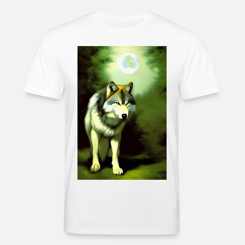 Wolf und Mond - Stanley/Stella Unisex Bio-T-Shirt CREATOR  - Weiß