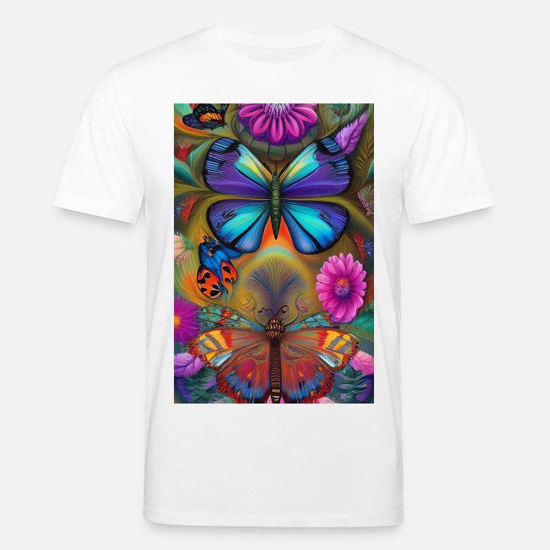 Blumen und Schmetterling - Stanley/Stella Unisex Bio-T-Shirt CREATOR - Weiß