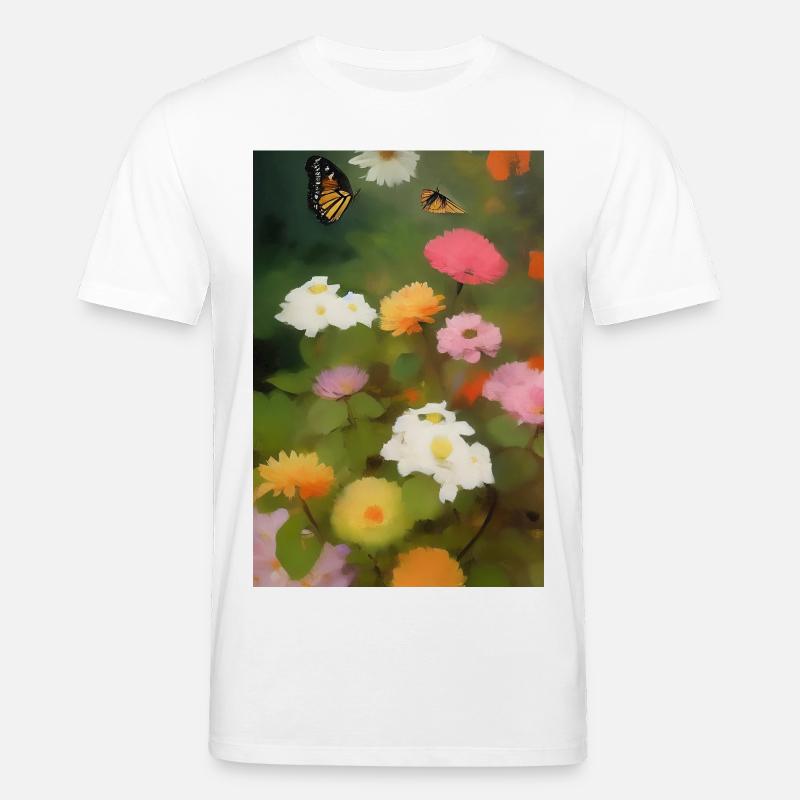 Fleurs et papillon - T-shirt bio CREATOR Stanley/Stella Unisexe - blanc