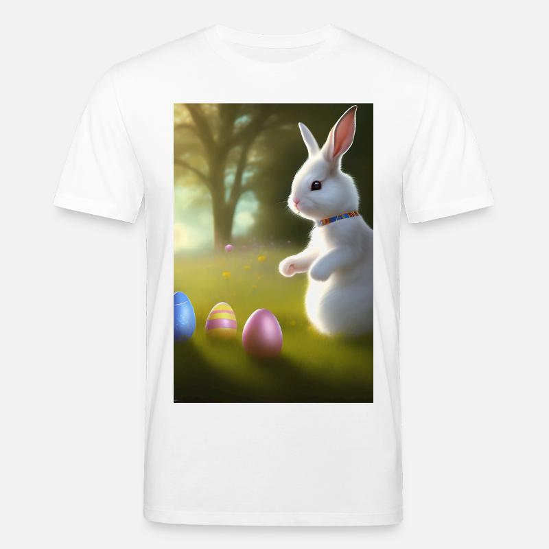 Easter Bunny with Easter Eggs - Stanley/Stella CREATOR Unisex Organic T-Shirt - white