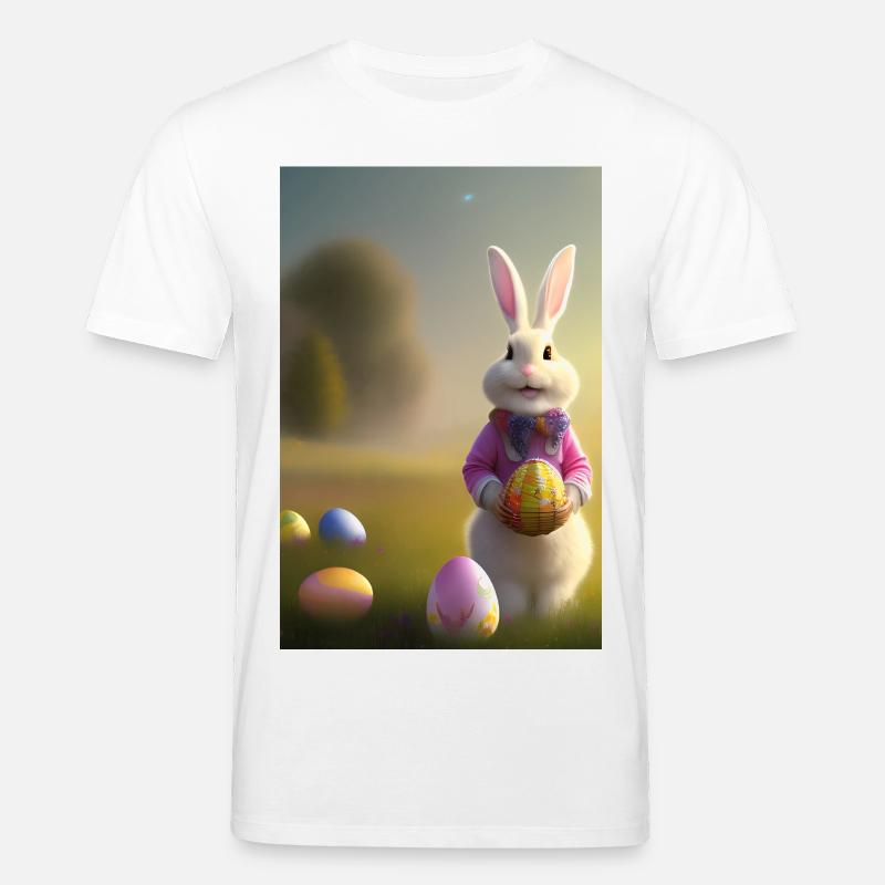 Easter Bunny with Easter Eggs - Stanley/Stella CREATOR Unisex Organic T-Shirt - white