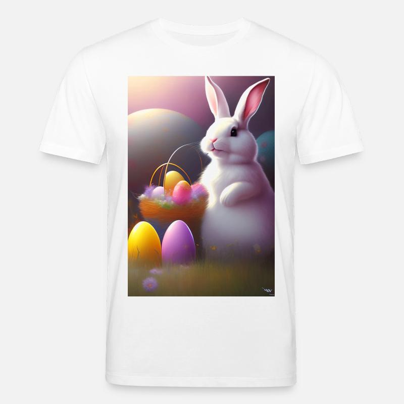 Easter Bunny with Easter Eggs - Stanley/Stella CREATOR Unisex Organic T-Shirt - white