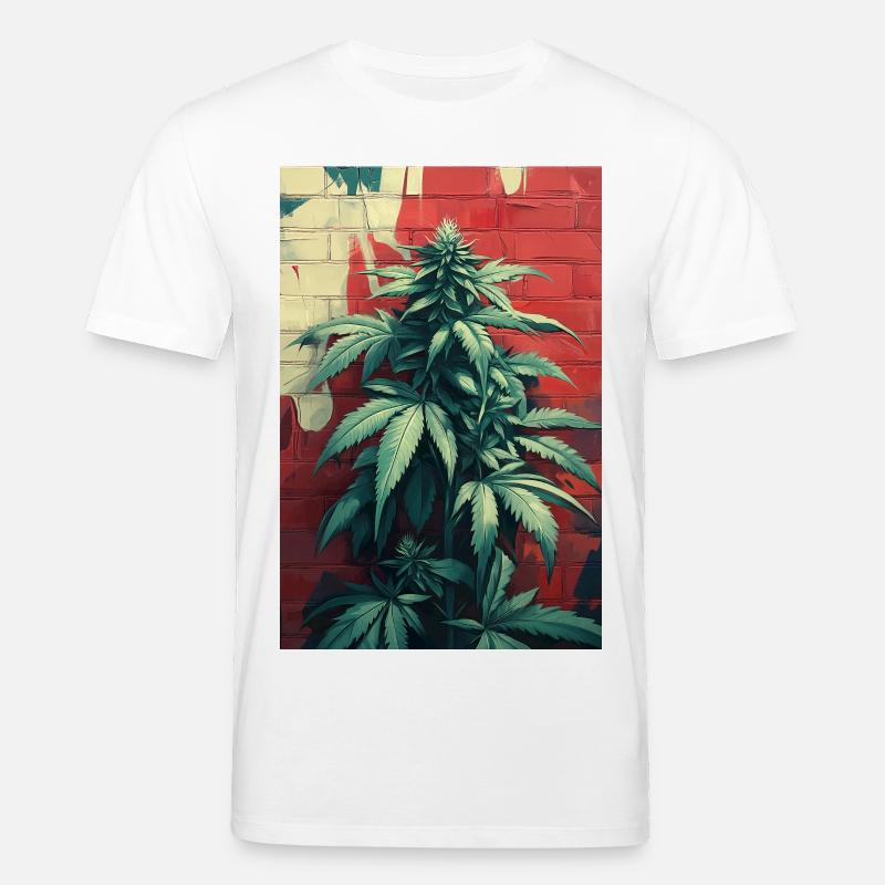 Graffiti de cannabis Mur Vert - T-shirt bio CREATOR Stanley/Stella Unisexe - blanc